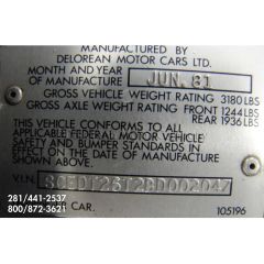 1981 DeLorean #02047