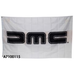 DISCOUNTED FOR DISCOLORATION! DMC LOGO FLAG (WHITE WITH BLACK LOGO)