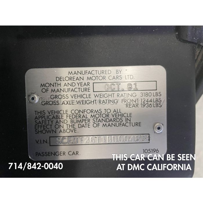 1981 DeLorean #04856 | Official Classic DeLorean Motor Company